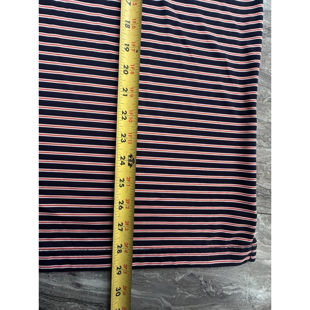 IZOD GOLF Polo Shirt Mens M Short Sleeve Casual Striped Orange Navy Collared EUC - Picture 6 of 11